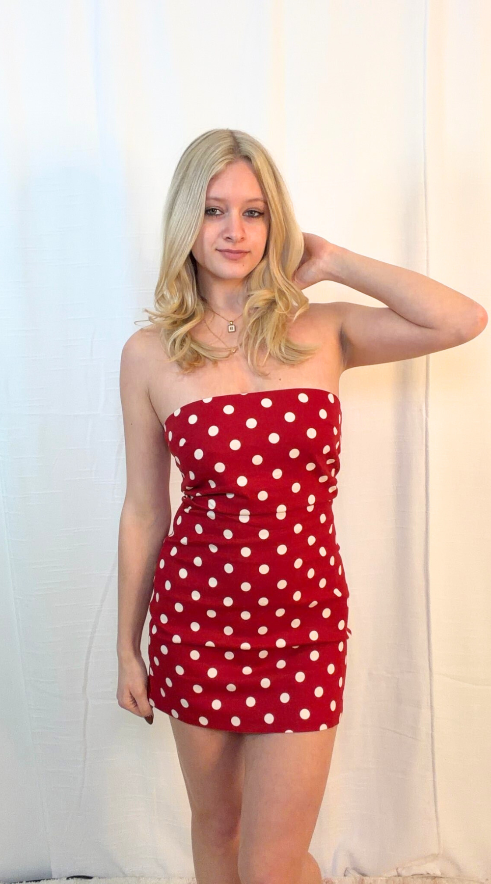 Scarlett Polka Dot Strapless Mini Dress