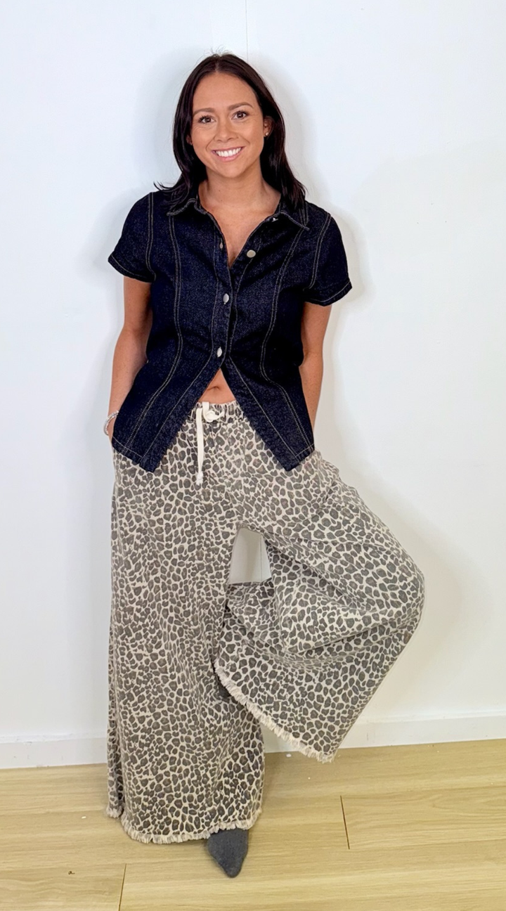 Leopard Denim Pants