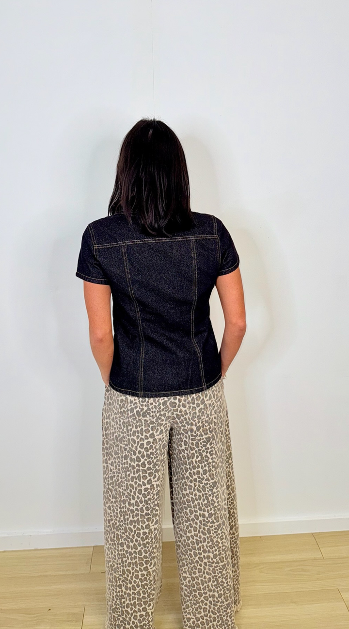 Leopard Denim Pants