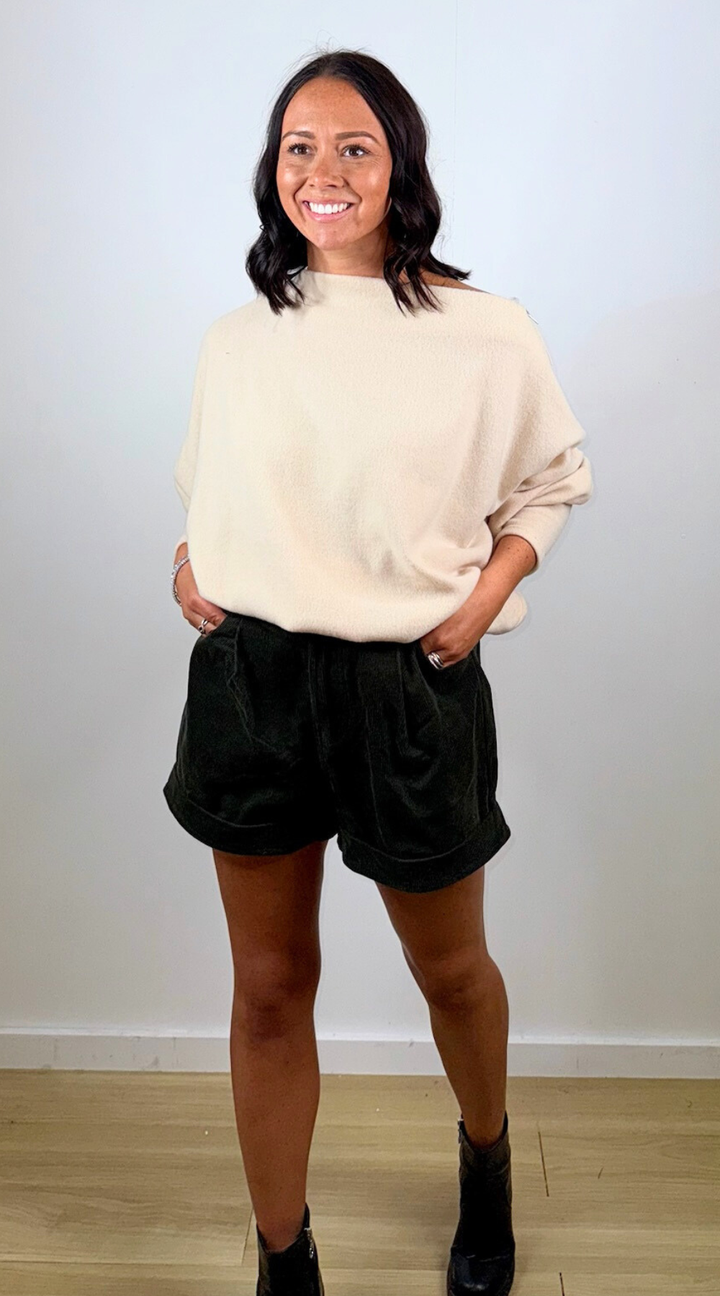 High Rise Green Shorts