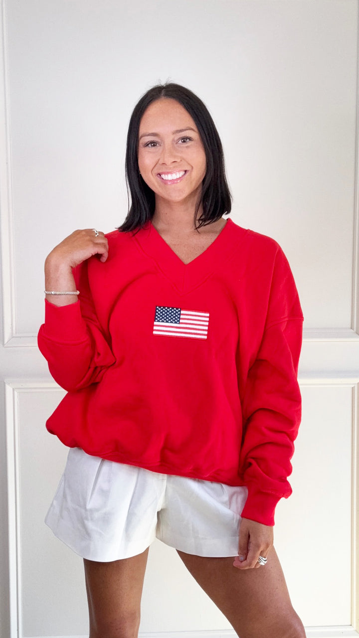 V Neck USA Sweater