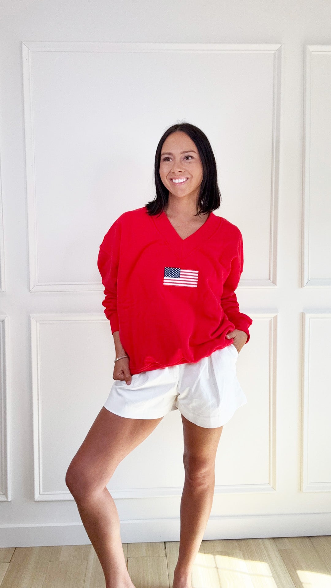 V Neck USA Sweater