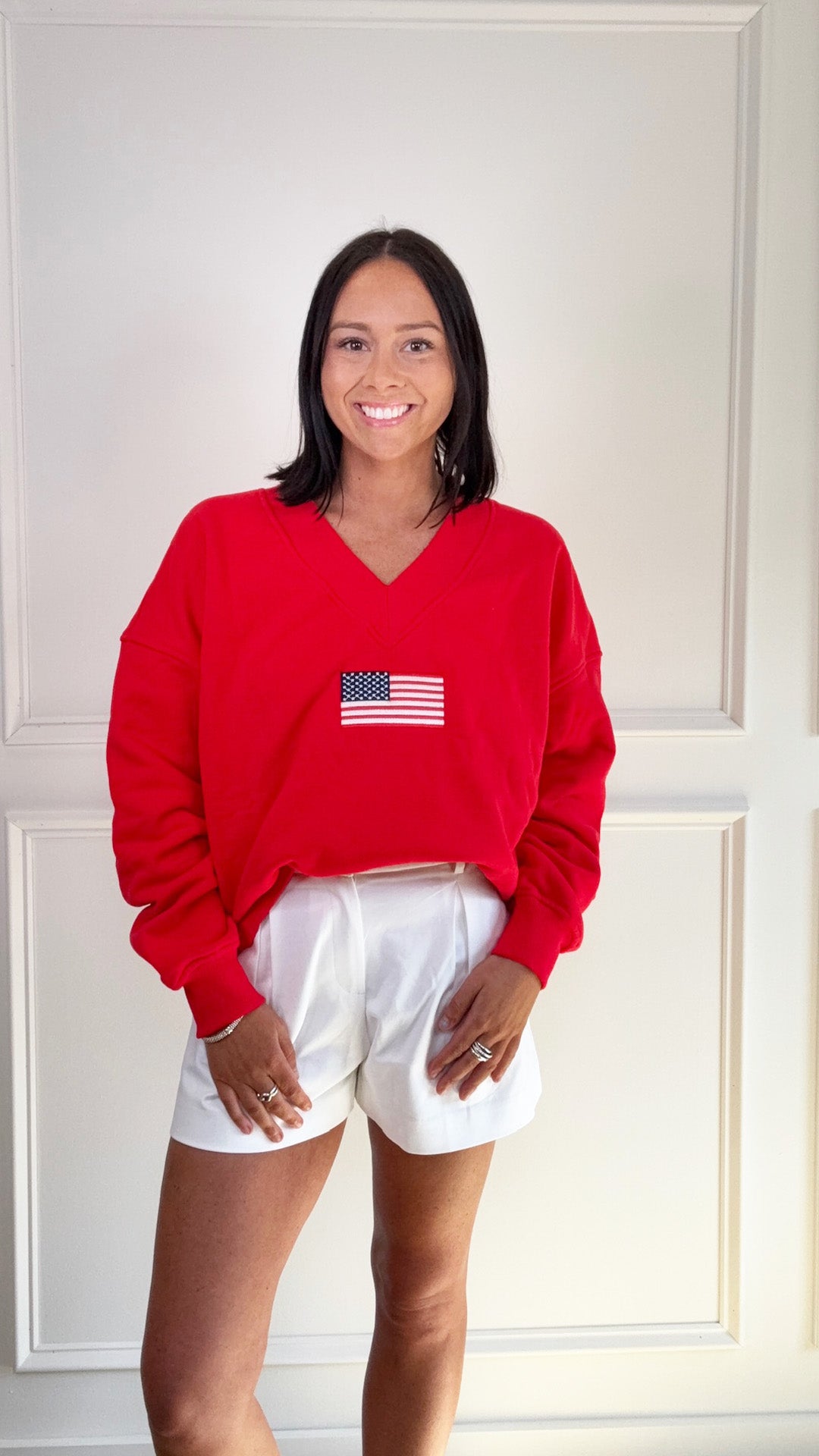 V Neck USA Sweater