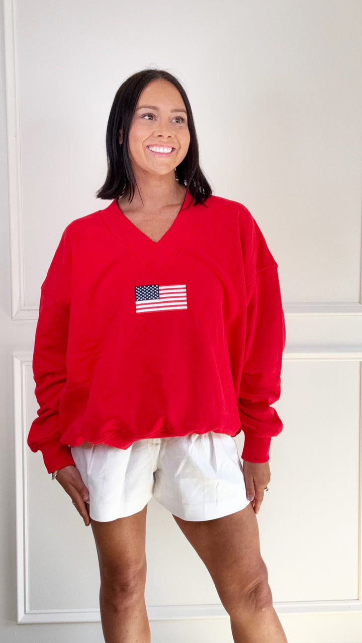 V Neck USA Sweater