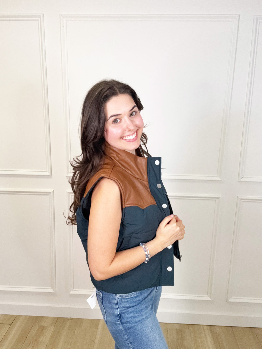 Western Contrast Padded Vest