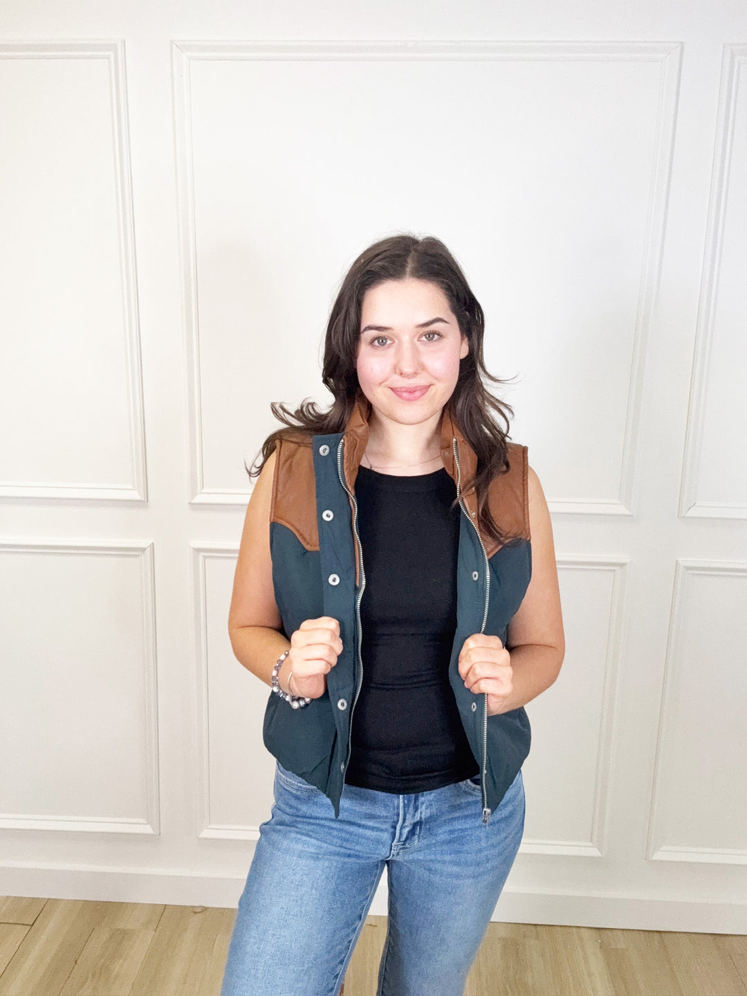 Western Contrast Padded Vest