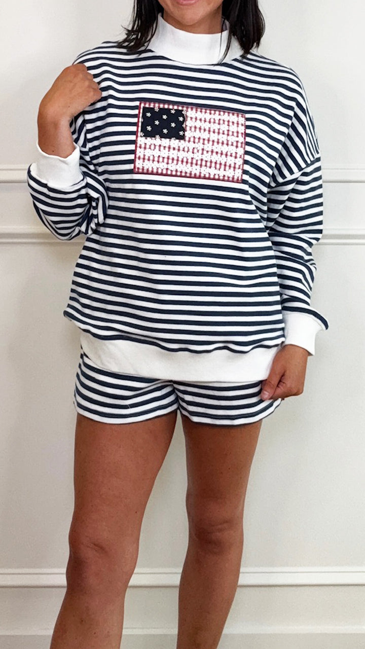 All American Stripe Mockneck
