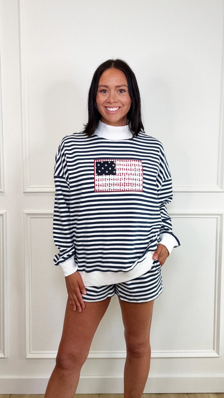 All American Stripe Mockneck
