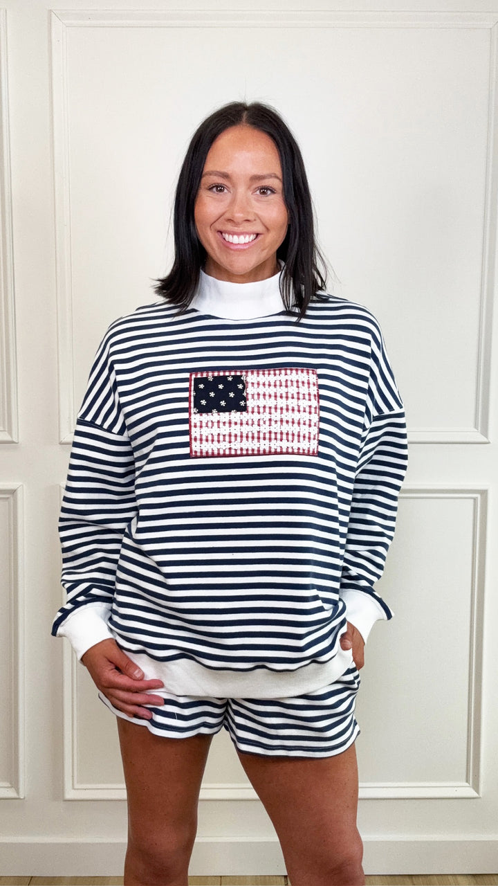 All American Stripe Mockneck