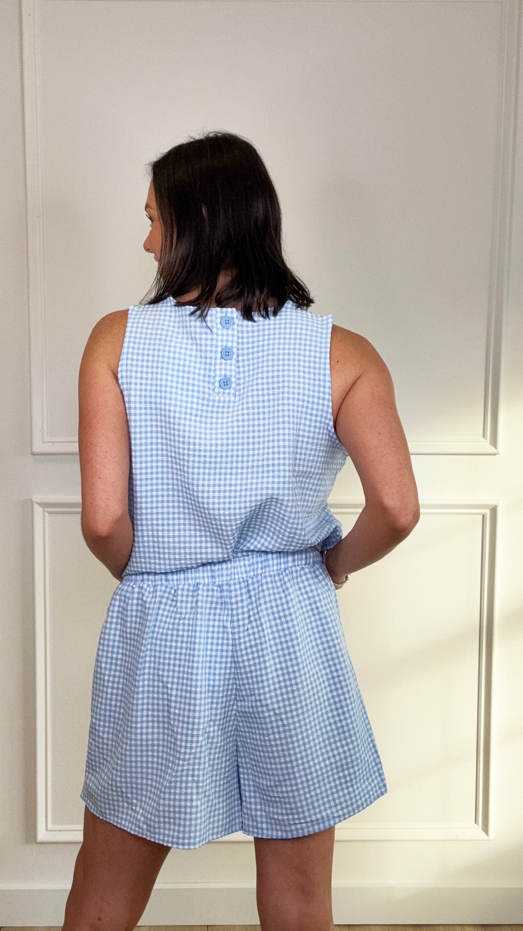 Cloud and Sky Gingham Bottoms