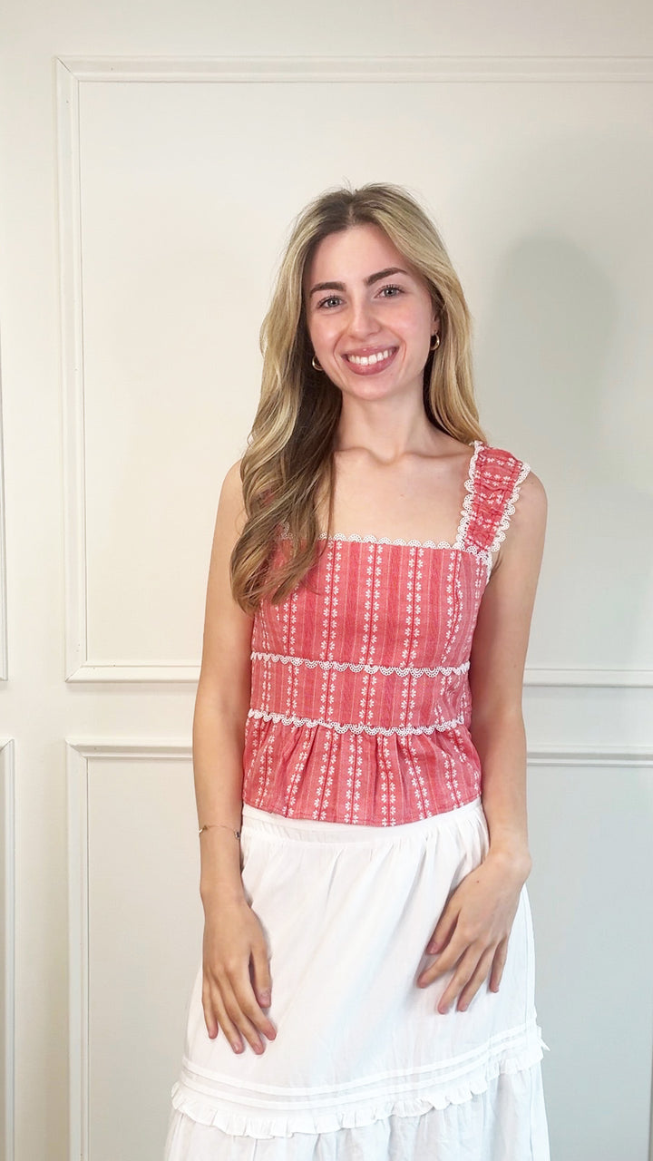 Firecracker Lace Trim Top