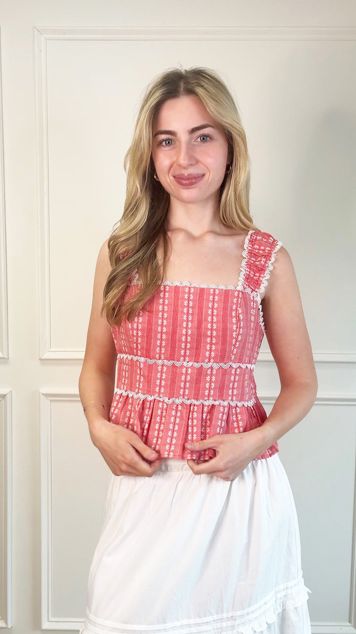 Firecracker Lace Trim Top