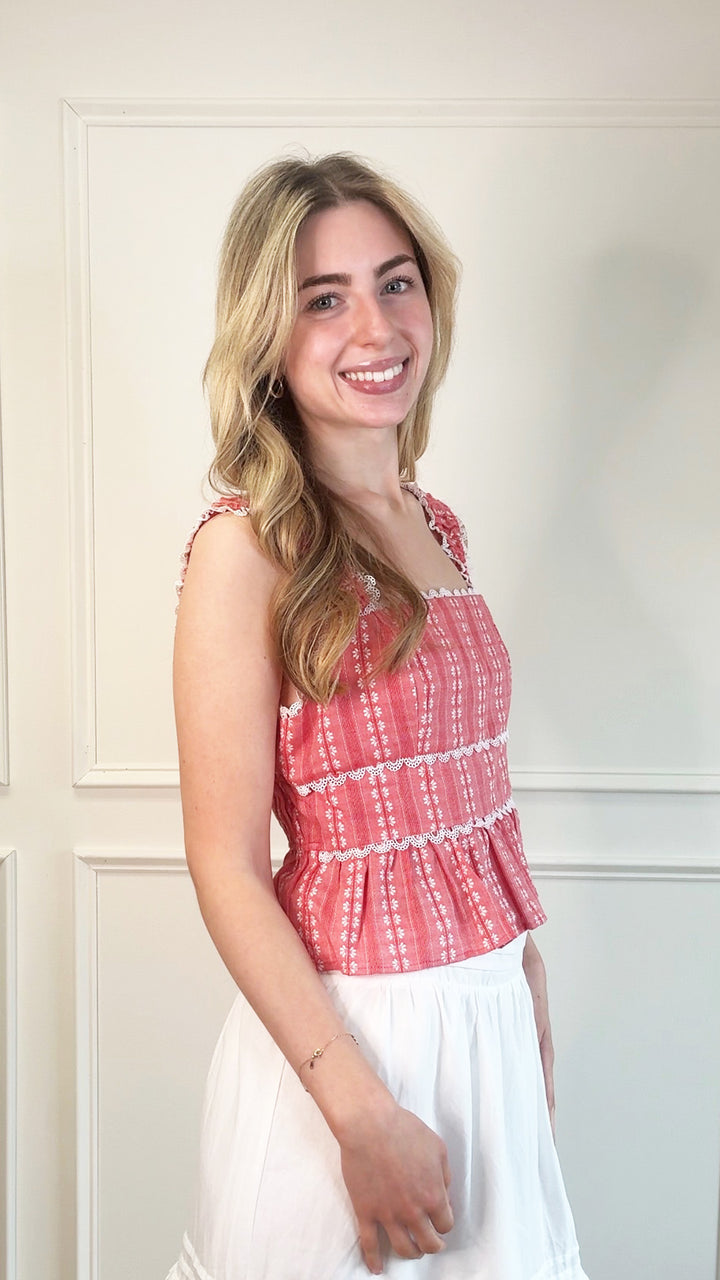 Firecracker Lace Trim Top