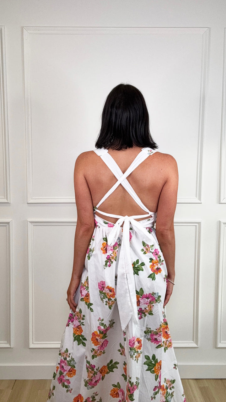 Rosy Skies Long Floral Dress