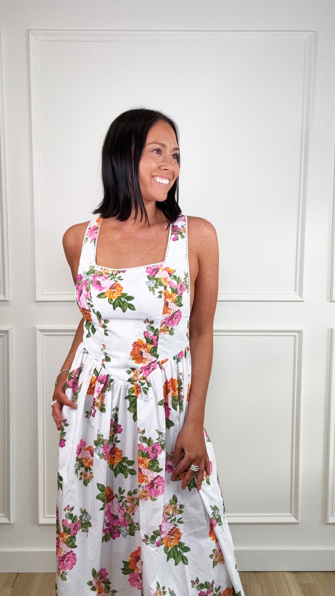 Rosy Skies Long Floral Dress