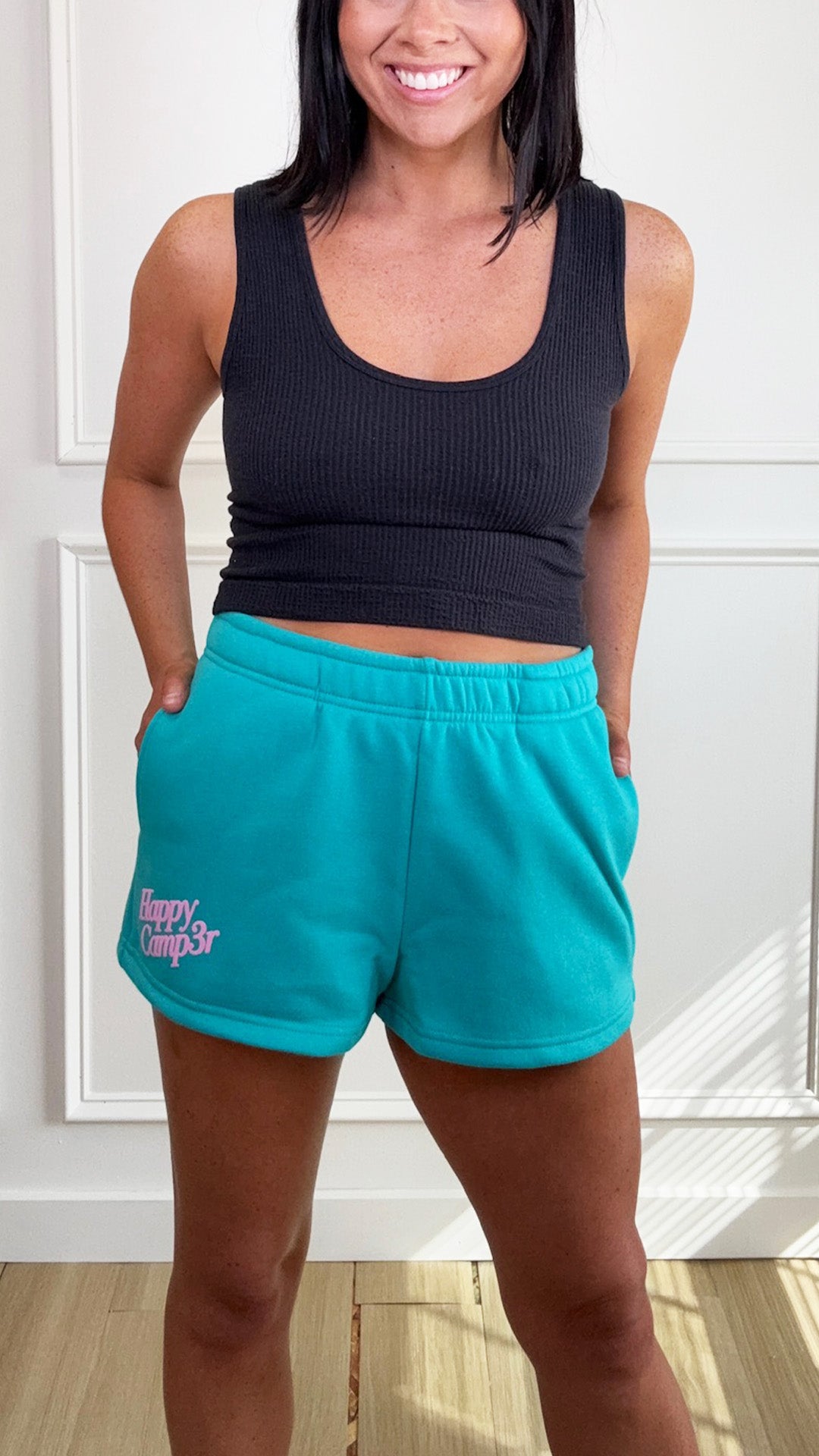 Teal Puff Shorts Happy Camp3r