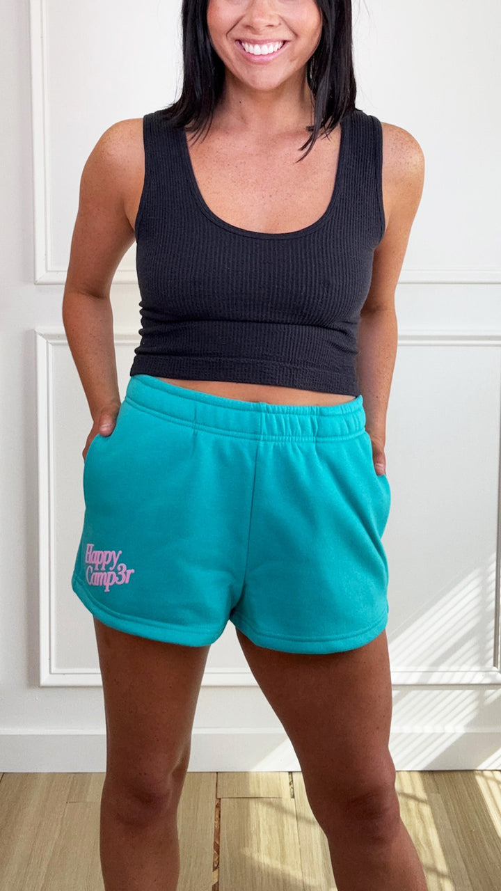 Teal Puff Shorts Happy Camp3r